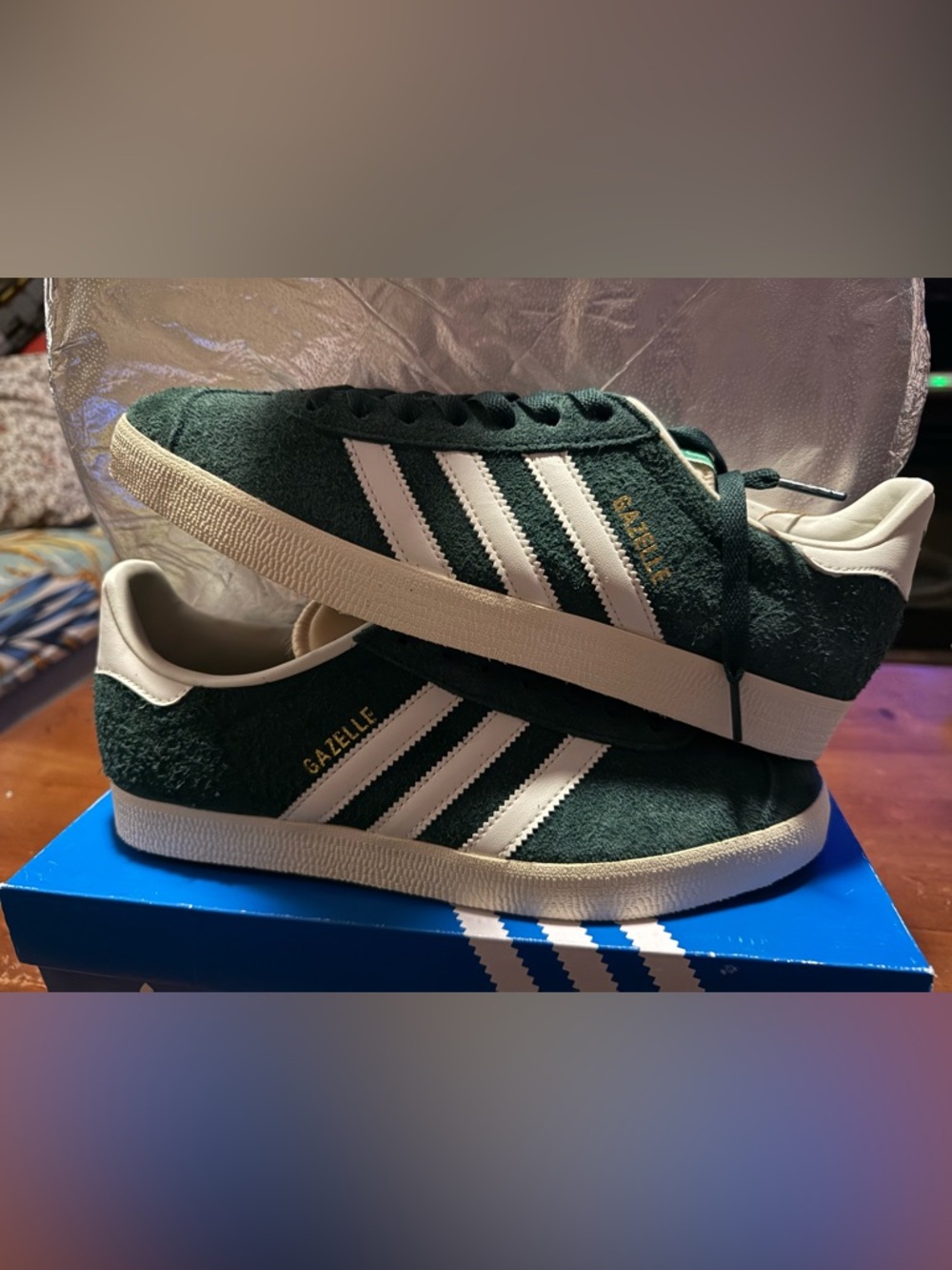 adidas Gazelle Suede Sneakers in Forest Green and White 9 Men’s/8.5 Women’s